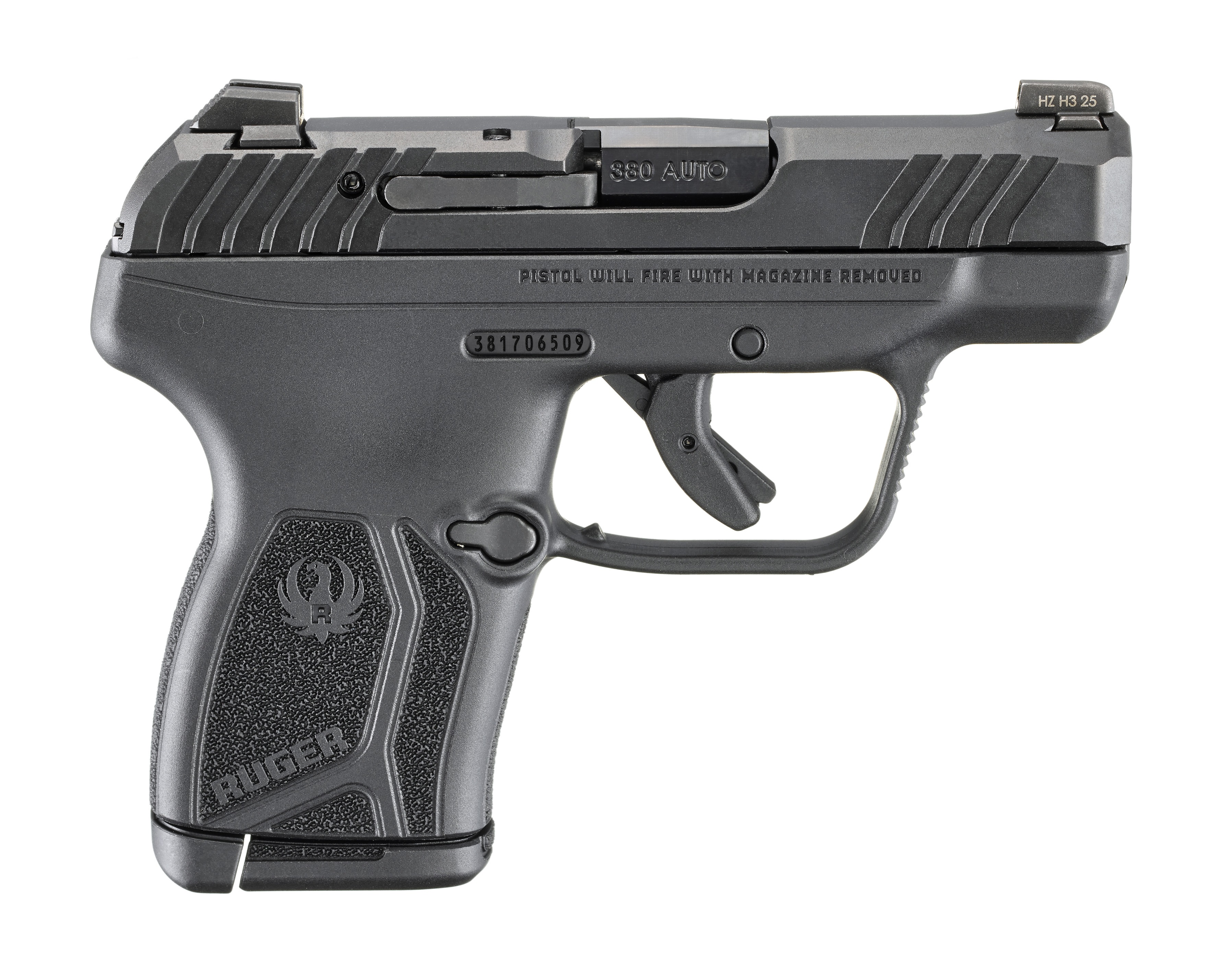 Ruger LCP Max Handgun .380 ACP 10rd Magazine 2.8" Barrel Black Manual Safety
