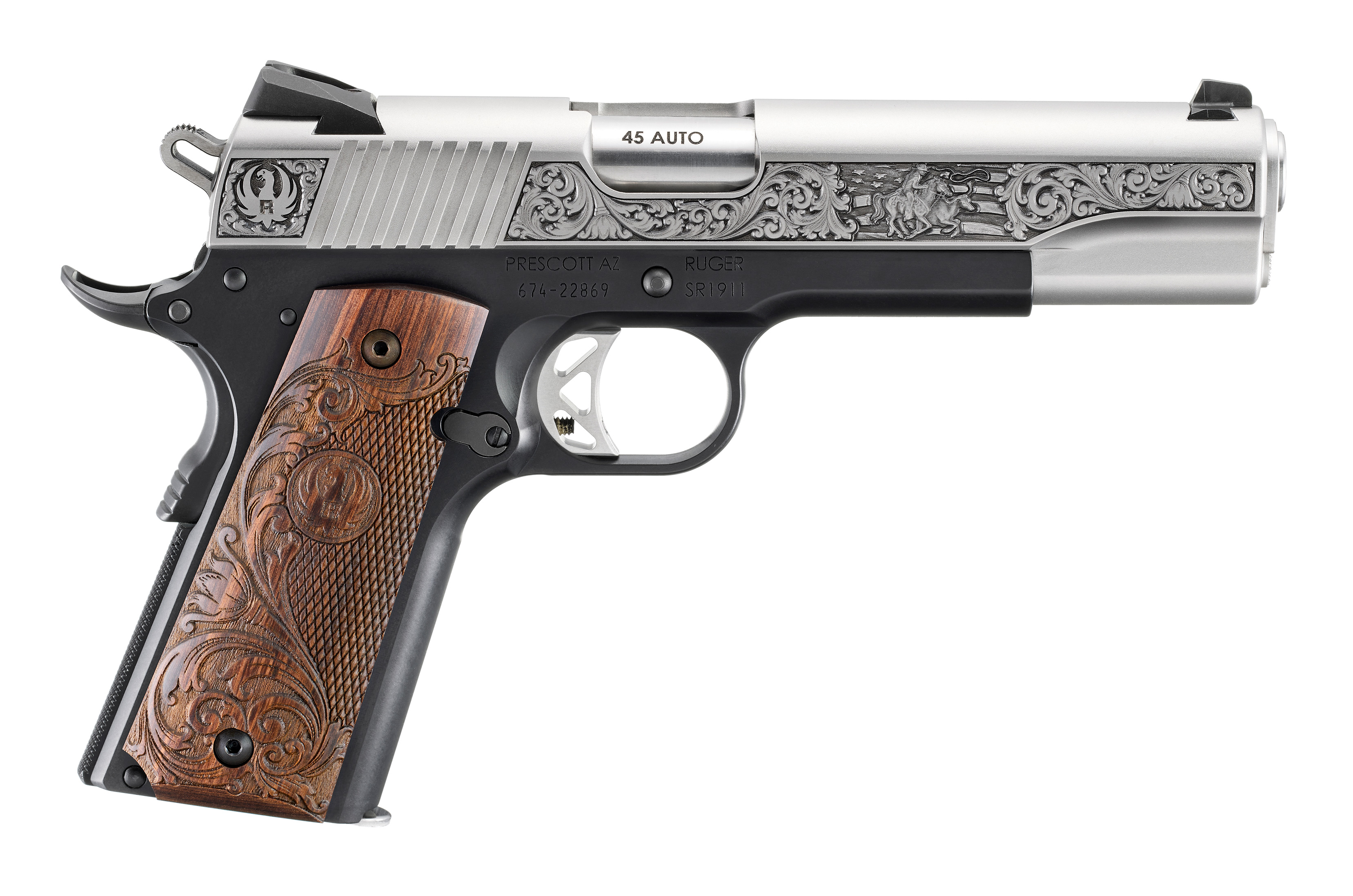 Ruger Sr1911 45ACP Stainless/wd 5" Western#