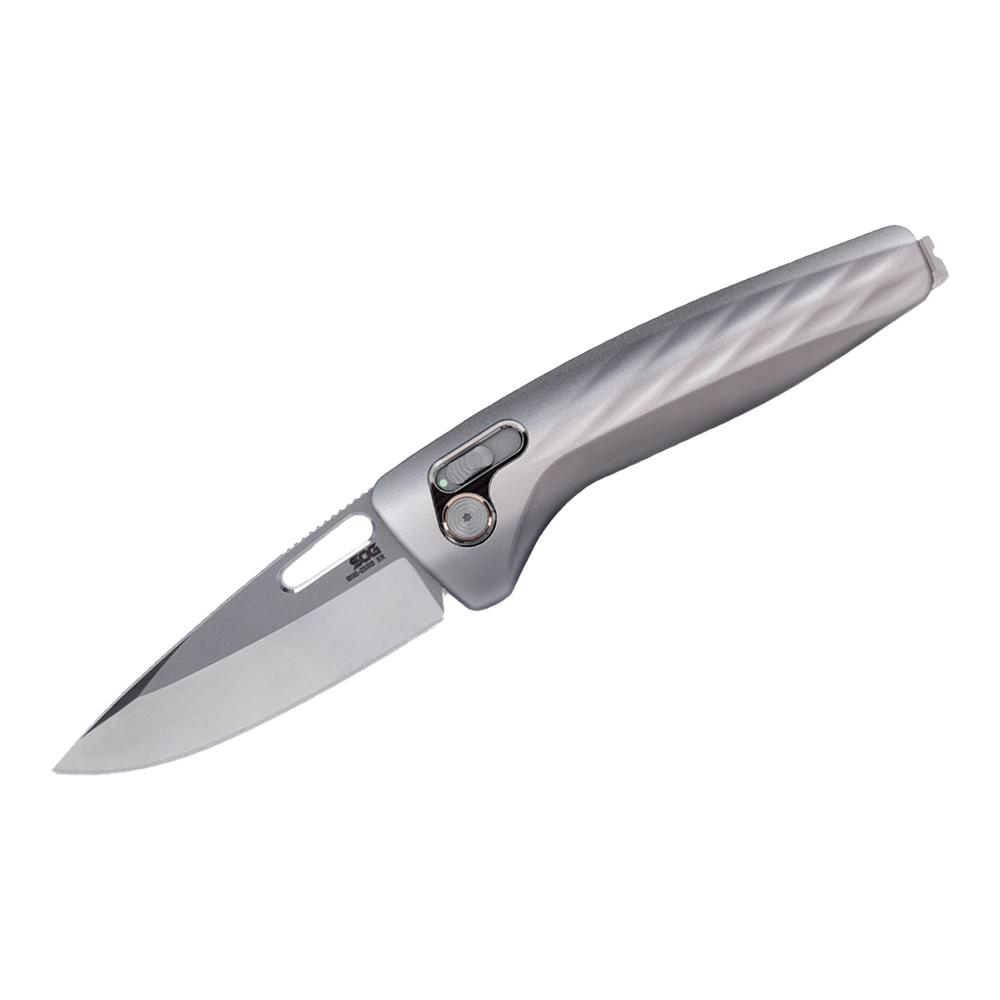 Sog Specialty Knives Inc. Sog Knives One-Zero XR Folding Knife 3-1/10" Drop Point Blade Silver Black Box