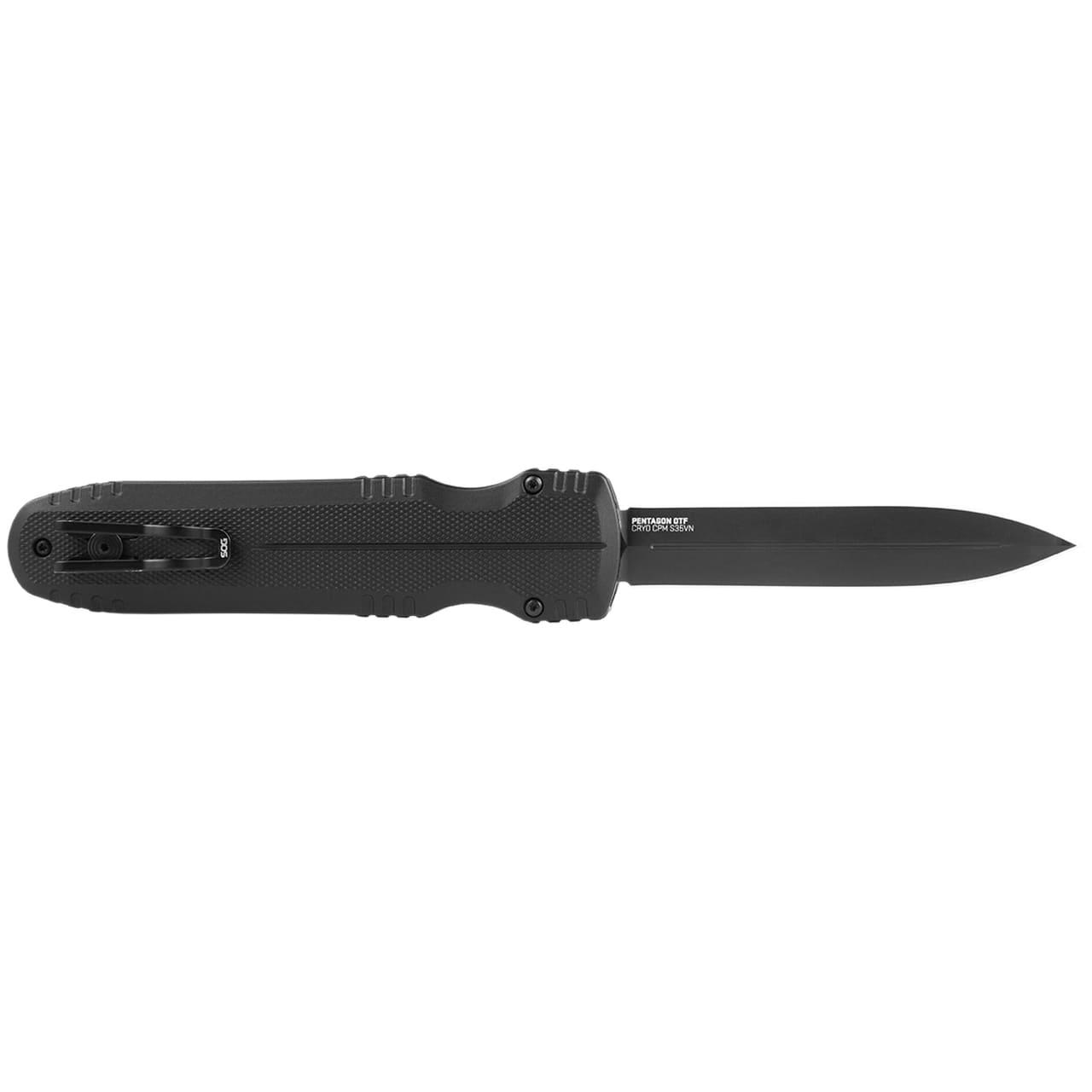 Sog Specialty Knives Inc. Sog Pentagon OTF Blackout Knife 3.79" Blade Black