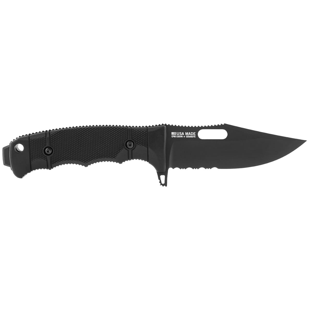 Sog Specialty Knives Inc. Sog SEAL FX Clip Point Knife 4.30" Blade Partially Serrated Black