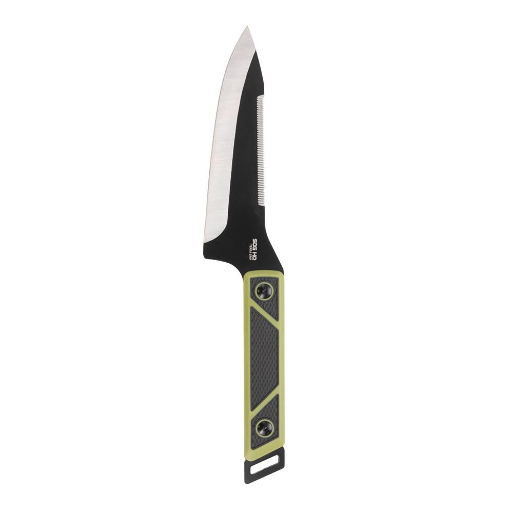 Sog Specialty Knives Inc. Sog Knives Terragrip Camp Knife 6-7/10" Drop Point Blade Black Green