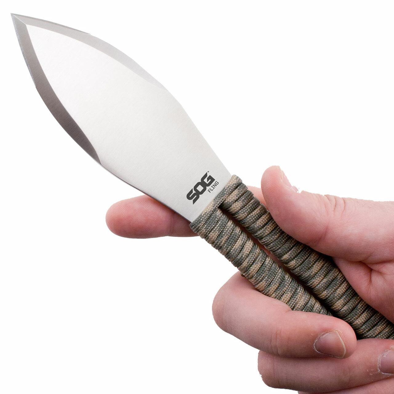 Sog Specialty Knives Inc. Sog Fling Throwing Knives 2.8" Blade Green and Tan Paracord Wrapped Set of 3