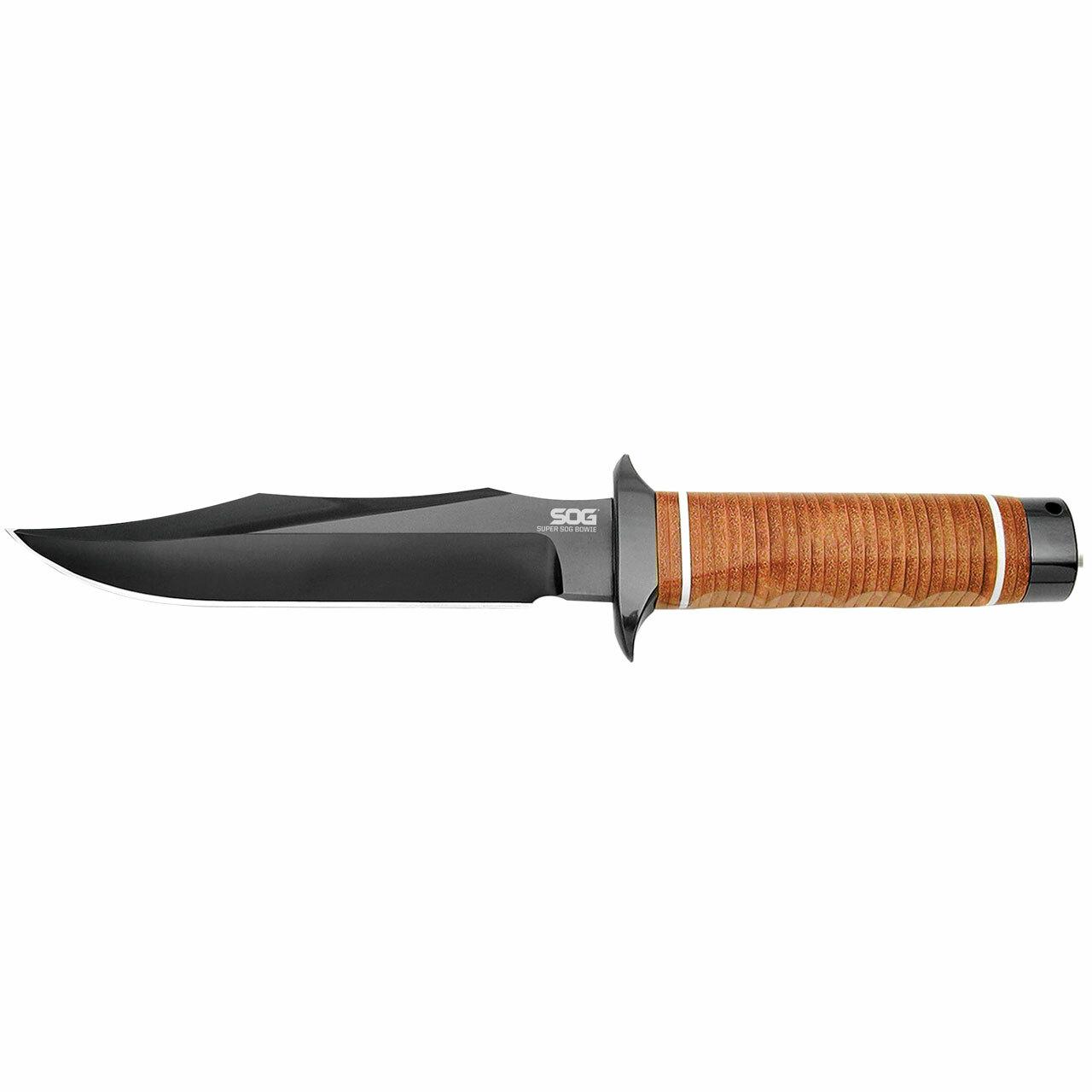 Sog Specialty Knives Inc. Sog Super SOG Bowie Knife 7.5" Blade Brown Leather
