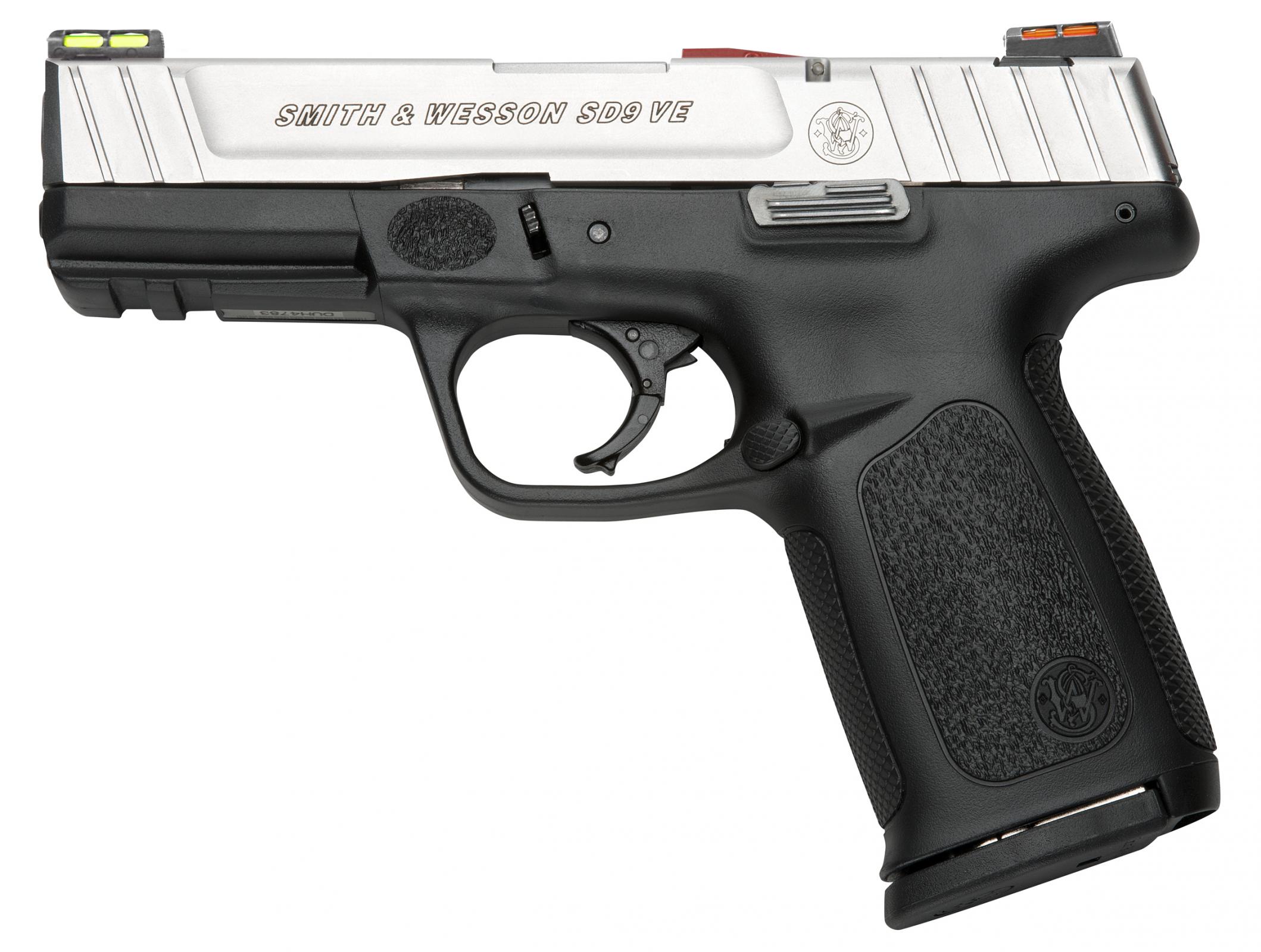 Smith and Wesson Smith SD9VE 9MM 10+1 4" Stainless HI-VIZ Semi-Auto Pistol