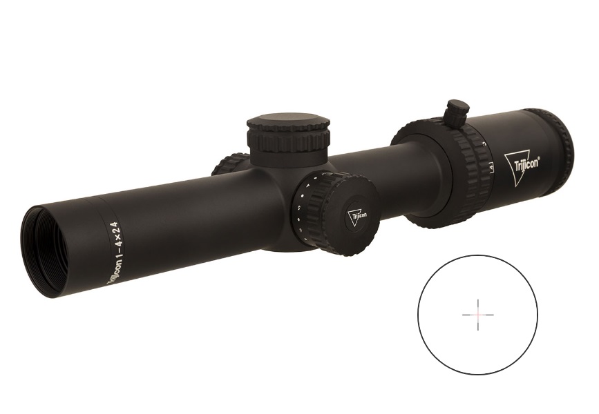 TrijiconInc. Trijicon Credo 1-4x24 (SFP) 30mm Rifle Scope w/Red MRAD Ranging Low Capped Adjusters