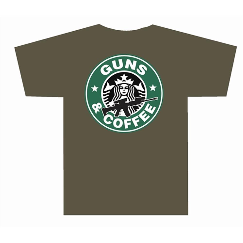 Tuff Products Tuff Guns and Coffee Short Sleeve Shirt OD Green S