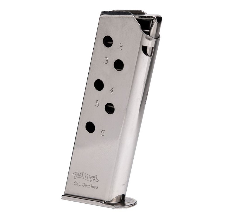 Walther Arms Walther PPK Magazine .380 ACP Nickel 6/rd