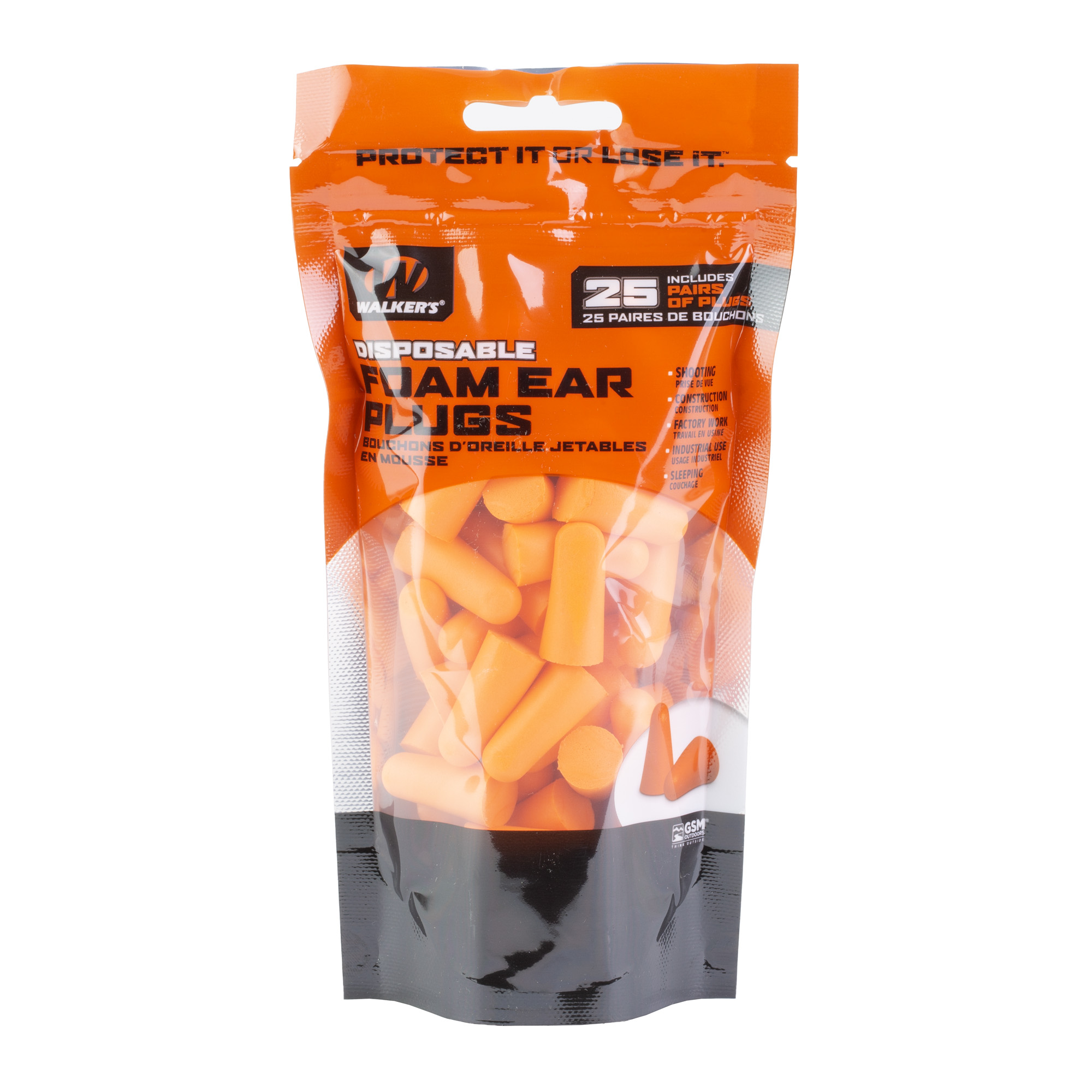 Walker's Foam Ear Plugs 25 Pairs Org