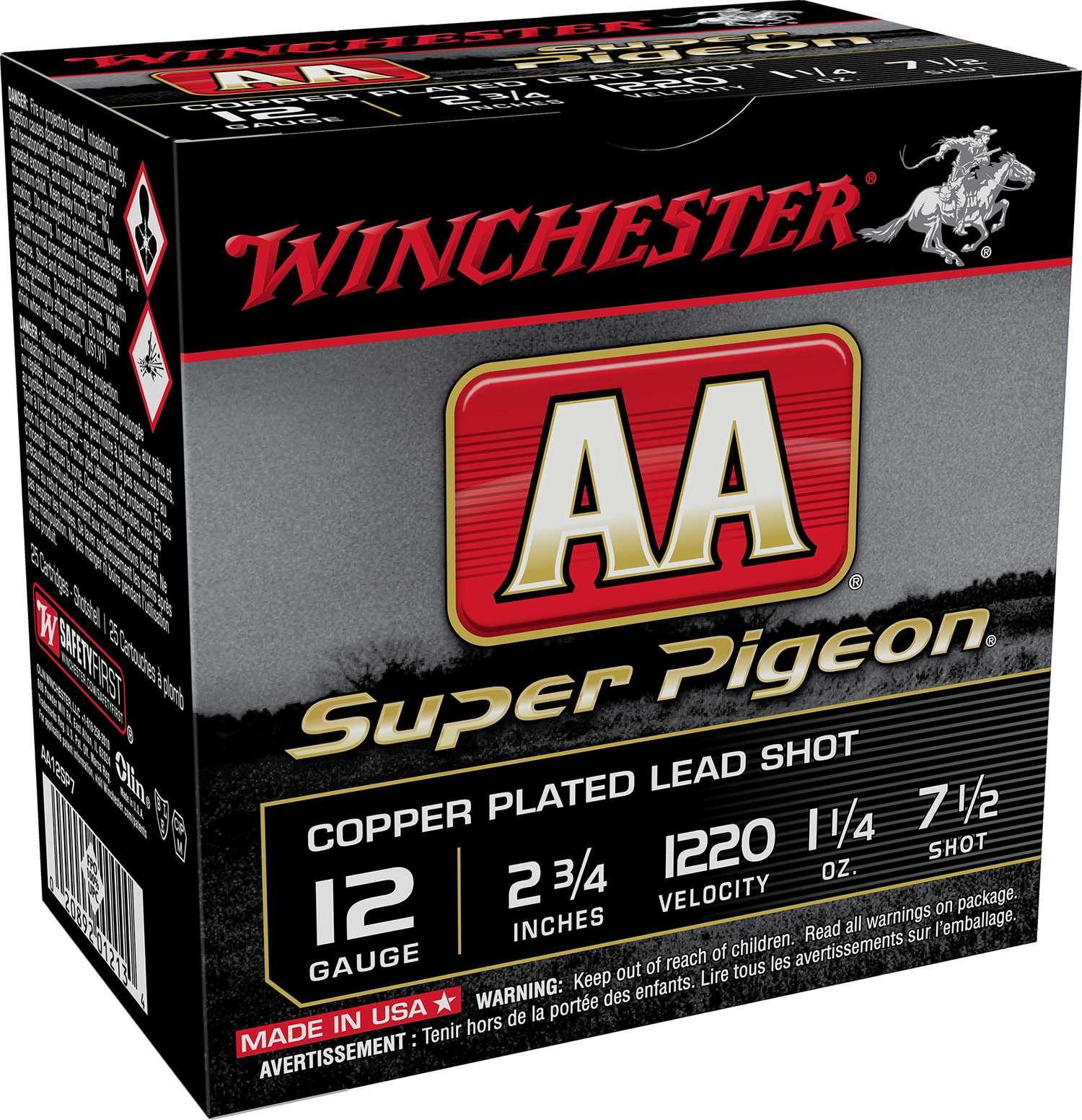 Winchester Ammunition Winchester AA Super Pigeon Shotshells 12 ga 2-3/4" 1-1/4 oz 1220 fps #7.5 25/ct