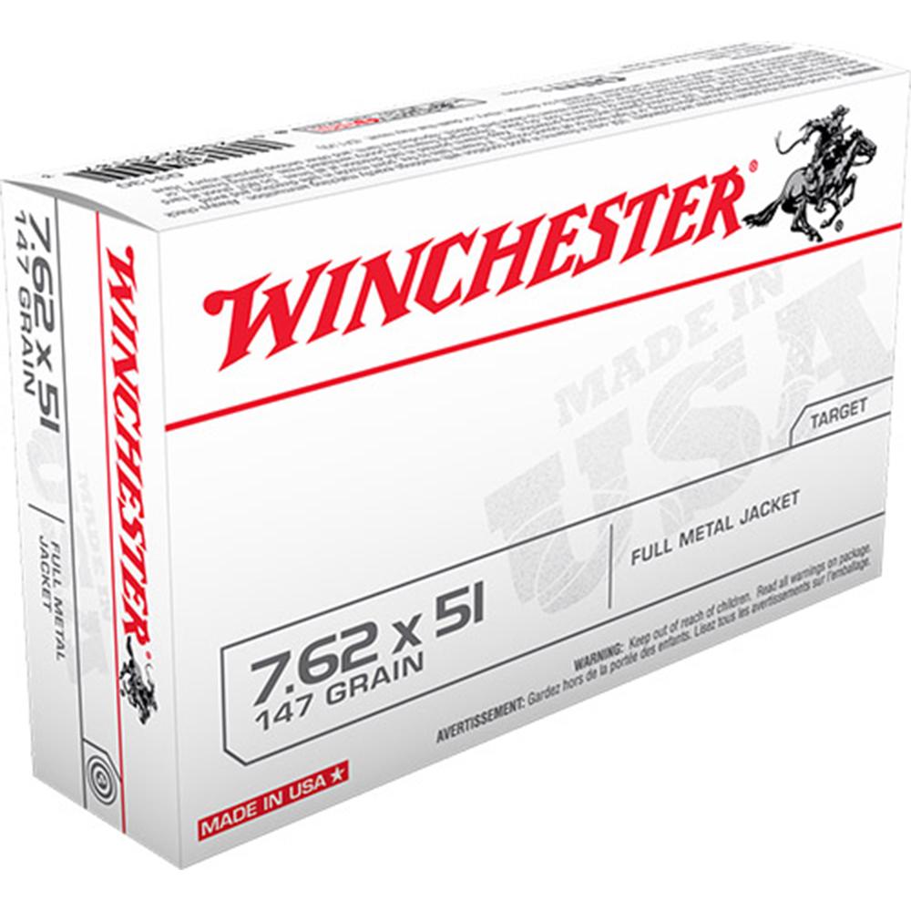 Winchester Ammunition Winchester USA Rifle Ammunition 7.62X51 NATO 147 gr FMJ 2750 fps 20/ct