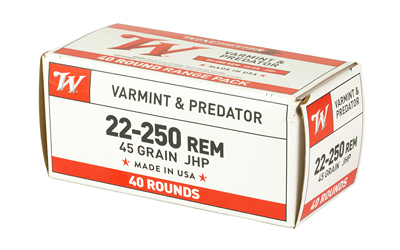 Winchester USA Rifle Ammunition .22-250 Rem 45 gr JHP 4000 fps 40/ct Winchester USA Rifle Ammunition .22-250 Rem 45 gr JHP 4000 fps 40/ct