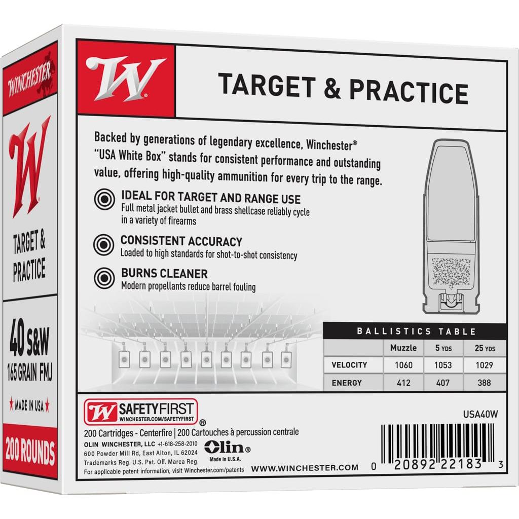 Winchester Target Handgun Ammunition .40 S&W 165 gr Winchester Target Handgun Ammunition .40 S&W 165 gr
