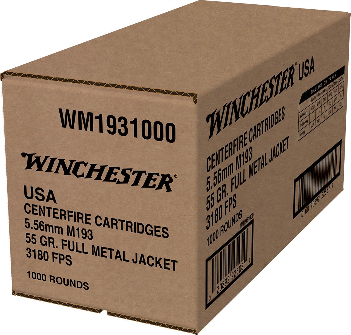 Winchester Ammunition Winchester USA Lake City M193 Rifle Ammunition 5.56X45 NATO 55 gr