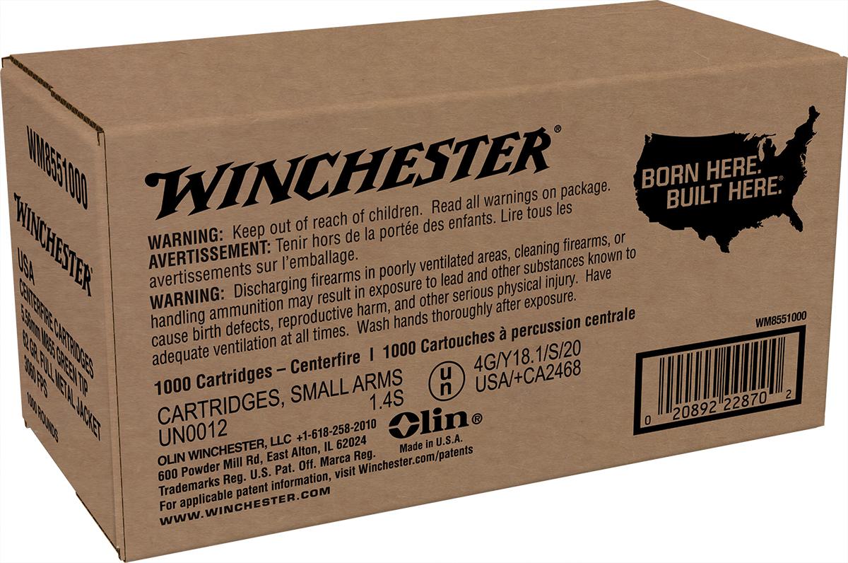 Winchester Ammunition Winchester USA Lake City M855 Green Tip Rifle Ammunition 5.56X45 NATO 62 gr