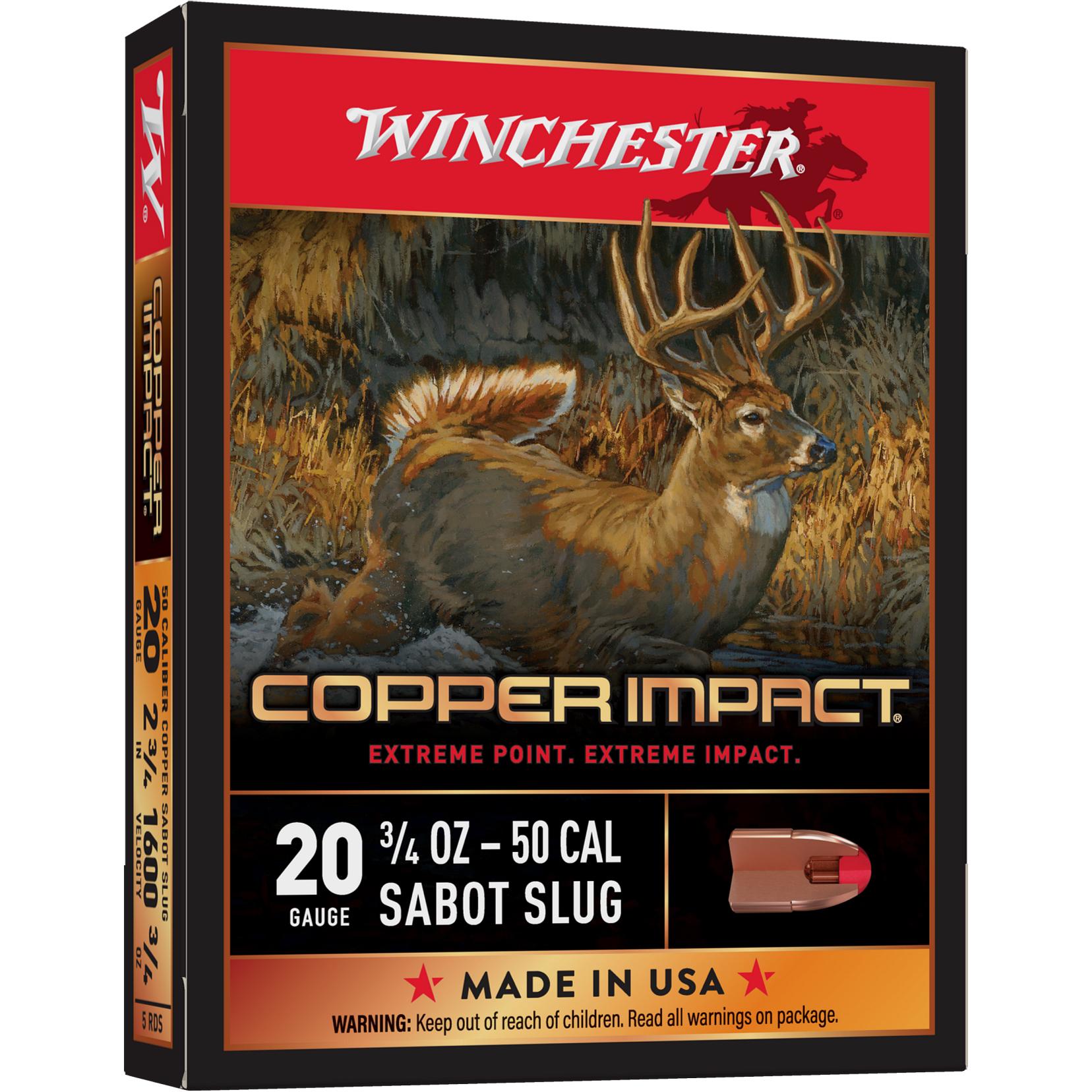 Winchester Ammunition Winchester Copper Impact Slug Shotshells 20 ga 2-3/4" 3/4 oz 1600 fps Slug 5/ct