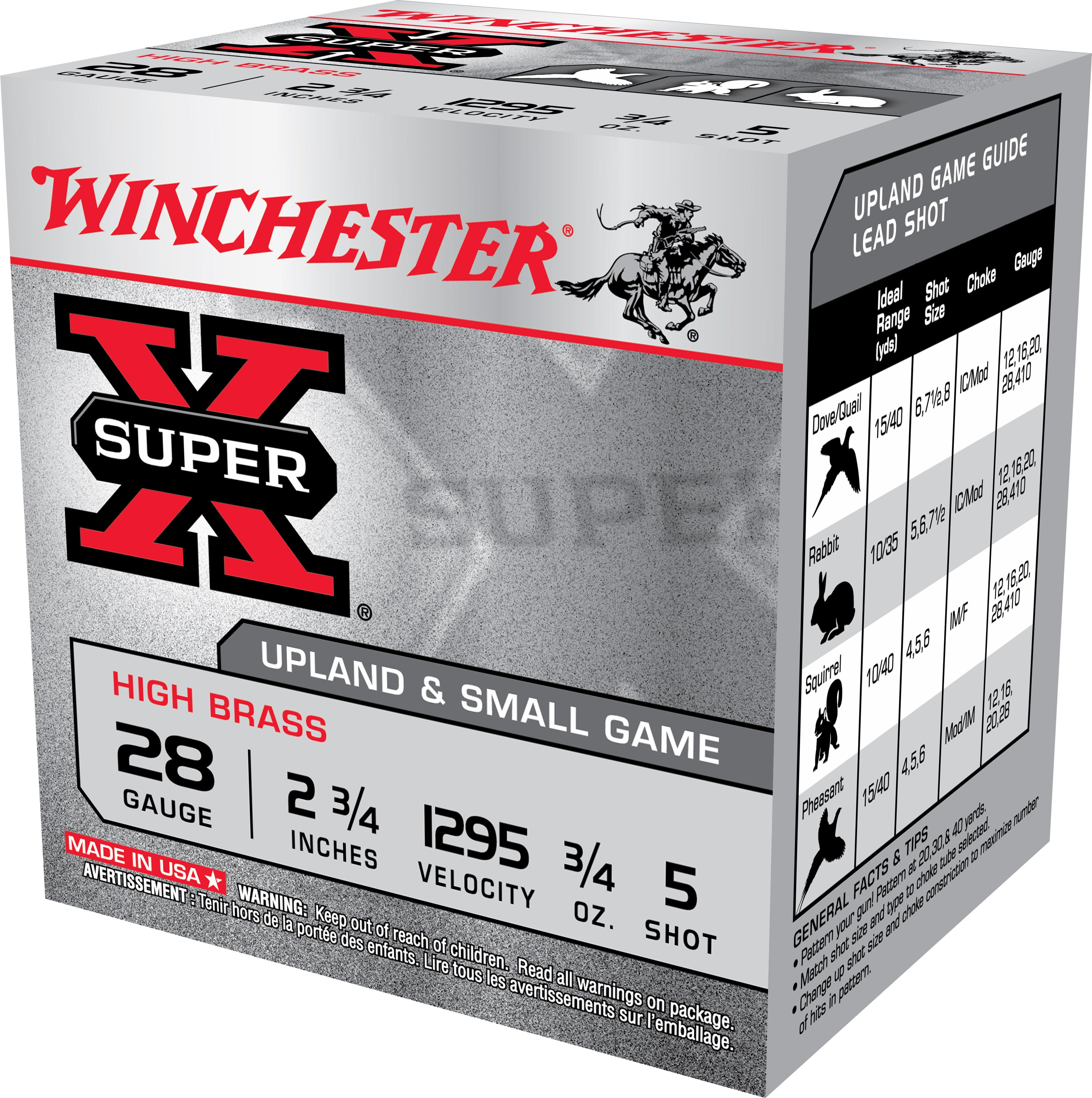 Winchester Ammunition Winchester Super-X High Brass Game Shotshells 28 ga 2-3/4" 3/4oz 1295 fps #5 25/ct