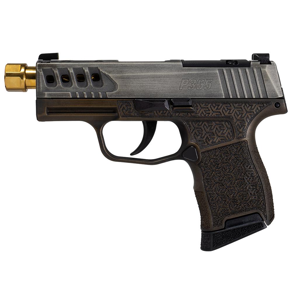SIG Sauer P365 "Gold Bug" Handgun 9mm luger 10rd Magazines(2) 3.7" Threaded Gold Barrel