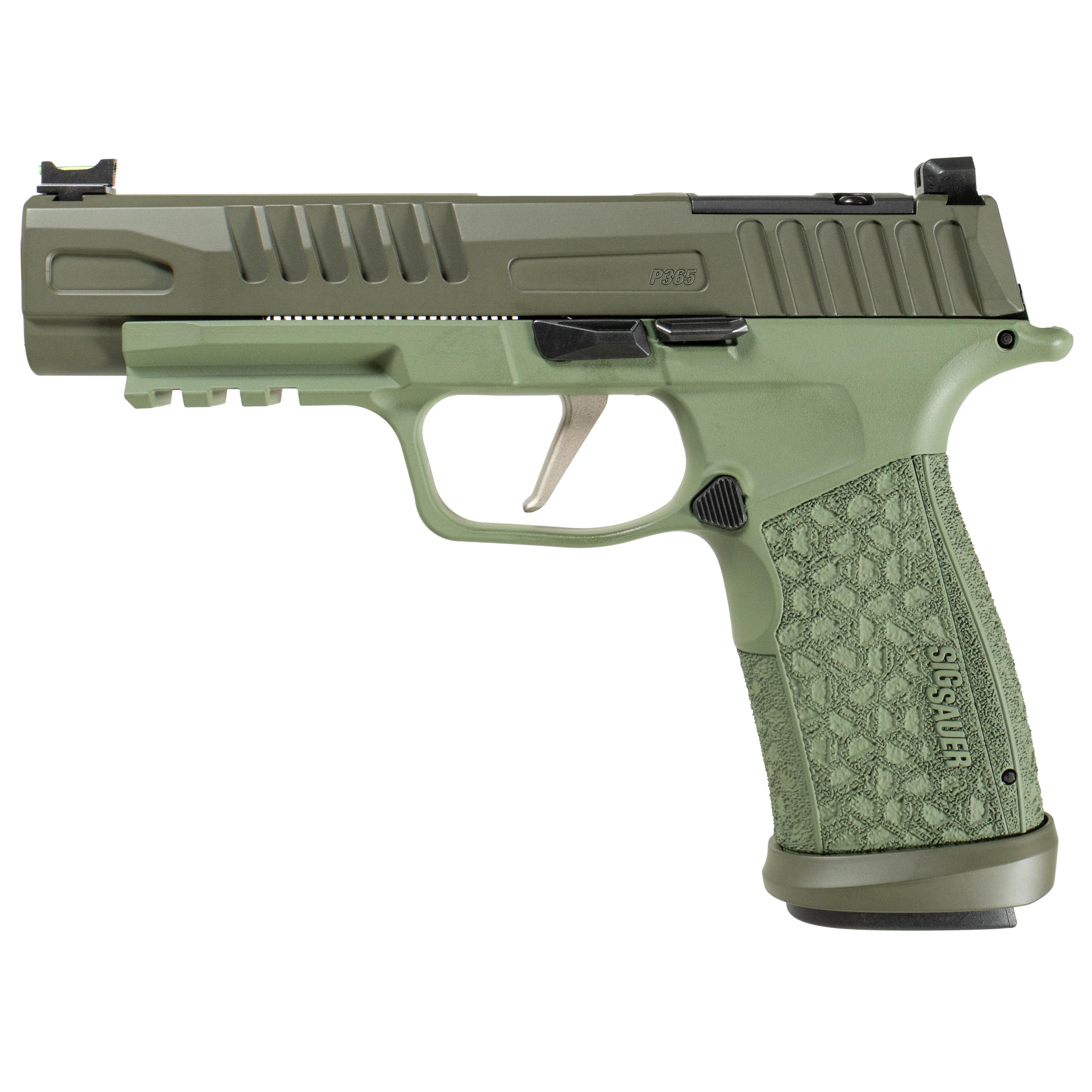 SIG Sauer P365 Fuse Two-Tone OD Green Handgun 9mm Luger 21(2)&17(1)rd Magazines 4.3" Barrel LXG Front SIG Sauer P365 Fuse Two-Tone OD Green Handgun 9mm Luger 21(2)&17(1)rd Magazines 4.3" Barrel LXG Front