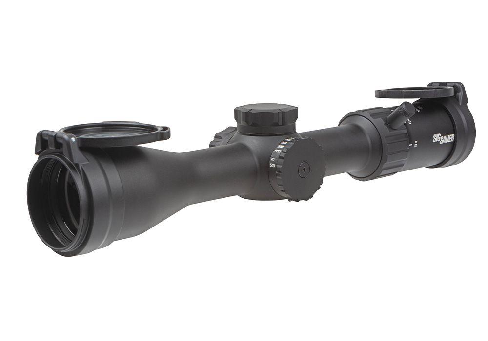 SIG Sauer Whiskey 4 Low Profile Rifle Scope 3-12x44 30mm SFP Quadplex non-Illum Capped