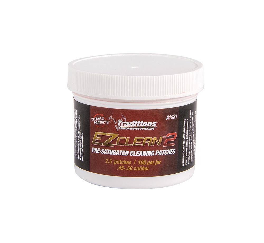 Traditions Performance Firearms Traditions EZ Clean 2 Pre-Saturated Cleaning Patches - 100/Jar 2.5" Dia.
