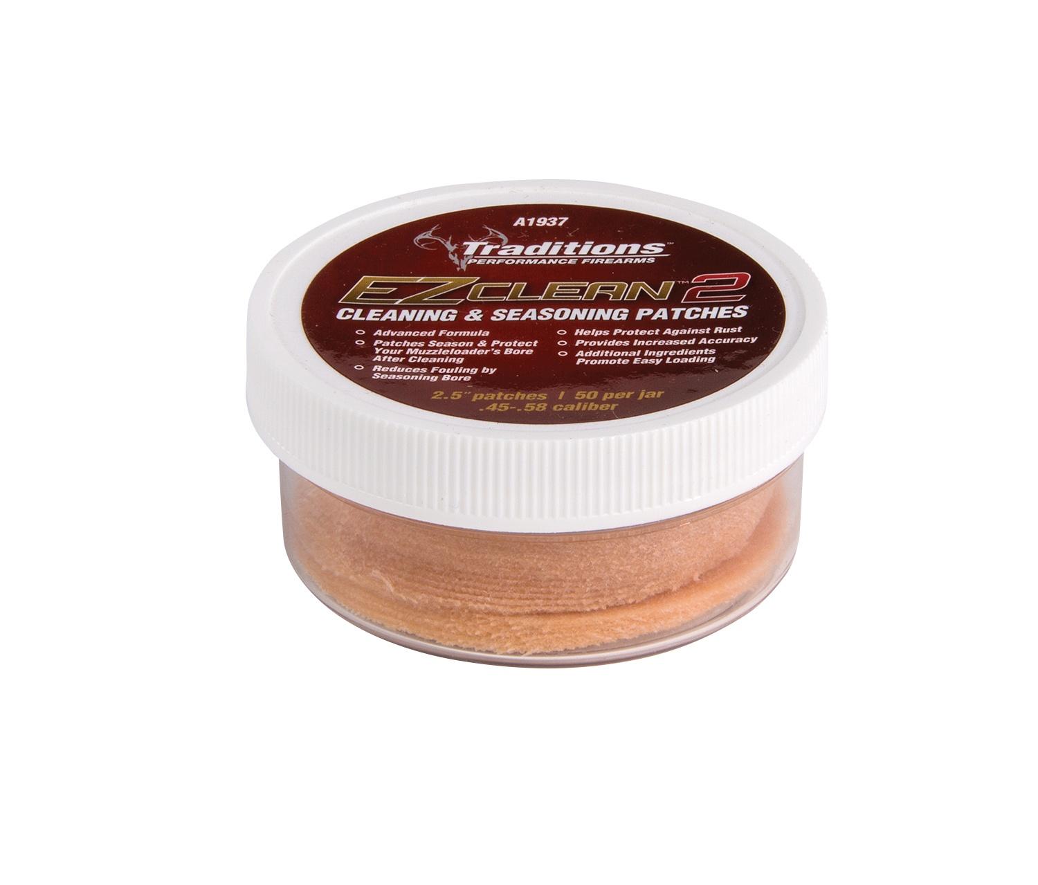 Traditions Performance Firearms Traditions EZ Clean 2 Cleaning & Seasoning Patches .45-.58 cal 50/Jar 2.5" Dia