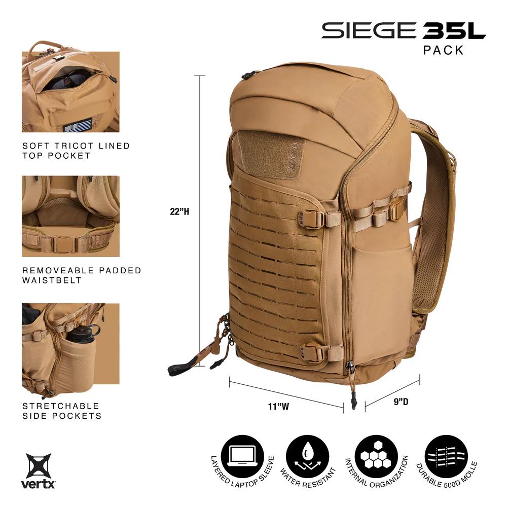 VertX Siege 35L Tactical Backpack Wolf Grey VertX Siege 35L Tactical Backpack Wolf Grey