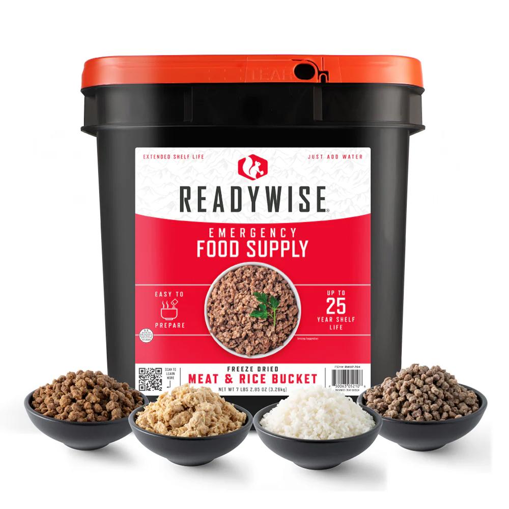 ReadyWise Company ReadyWise Meat and Rice Bucket 48 Meat+40 Rice Servings Freeze Dried